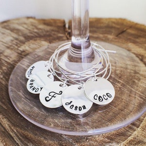 Personalized Wine Glass Charm, Hand Stamped Custom Wine Glass Charmerfect for a Holiday or Hostess gift, Book Club, Wine Tasting image 4