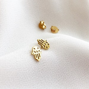 Hamsa Earrings, Tiny Hamsa Stud Earrings, Gold Or Silver Hamsa Post Earrings, Hamsa Hand Stud Earrings, Hamsa Jewelry, Hamsa Hand Symbol