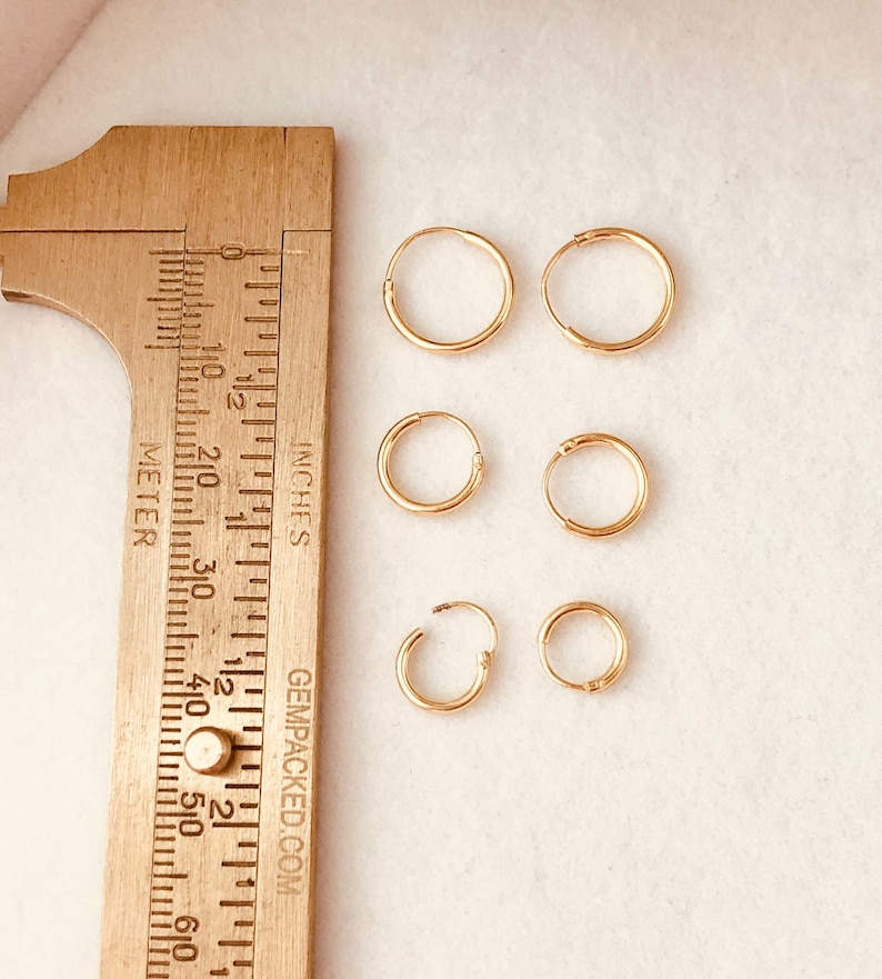 Tiny Huggie Hoop Earrings Set, Endless Hoop Earrings SET, Set of 3 Hoop Earrings 3 Sizes, Gift Set, Dainty Huggie Earrings, Gift For Her image 5