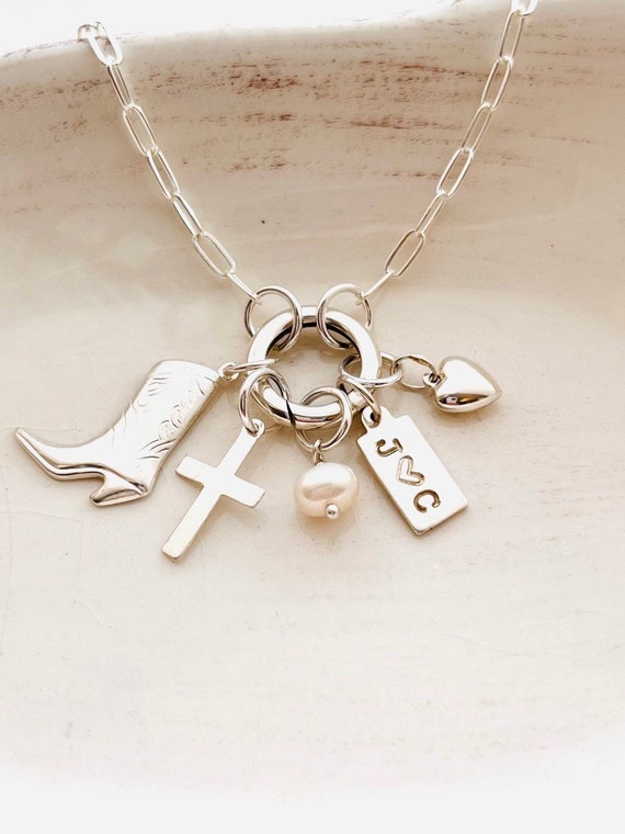Custom charm necklace sterling silver deals