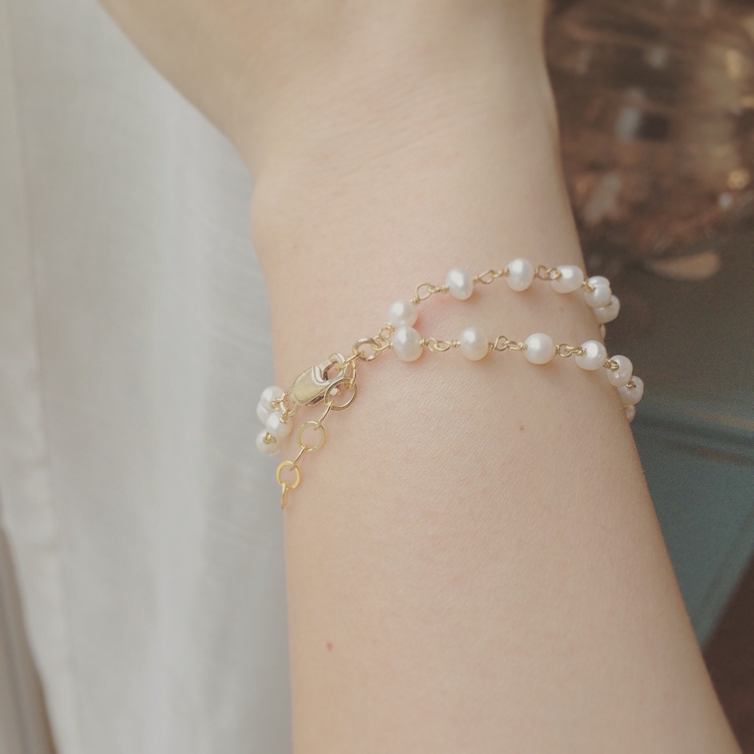 Double Strand Pearl Bracelet Double Strand Bracelet Pearl Etsy
