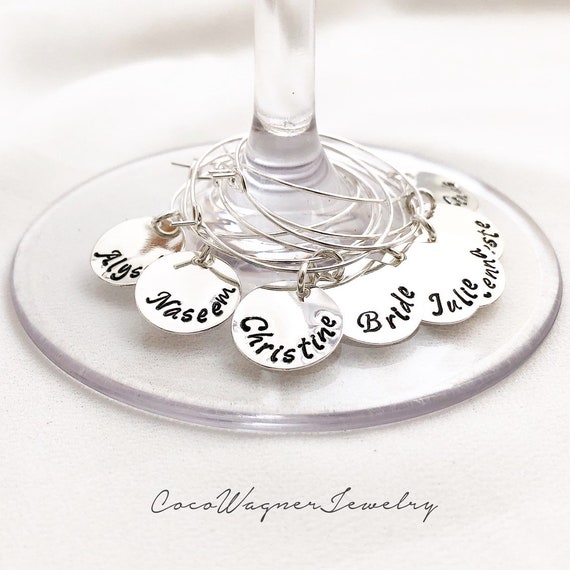 Beautiful Wine Glass Charm Rings Set Of 5 Christmas theme