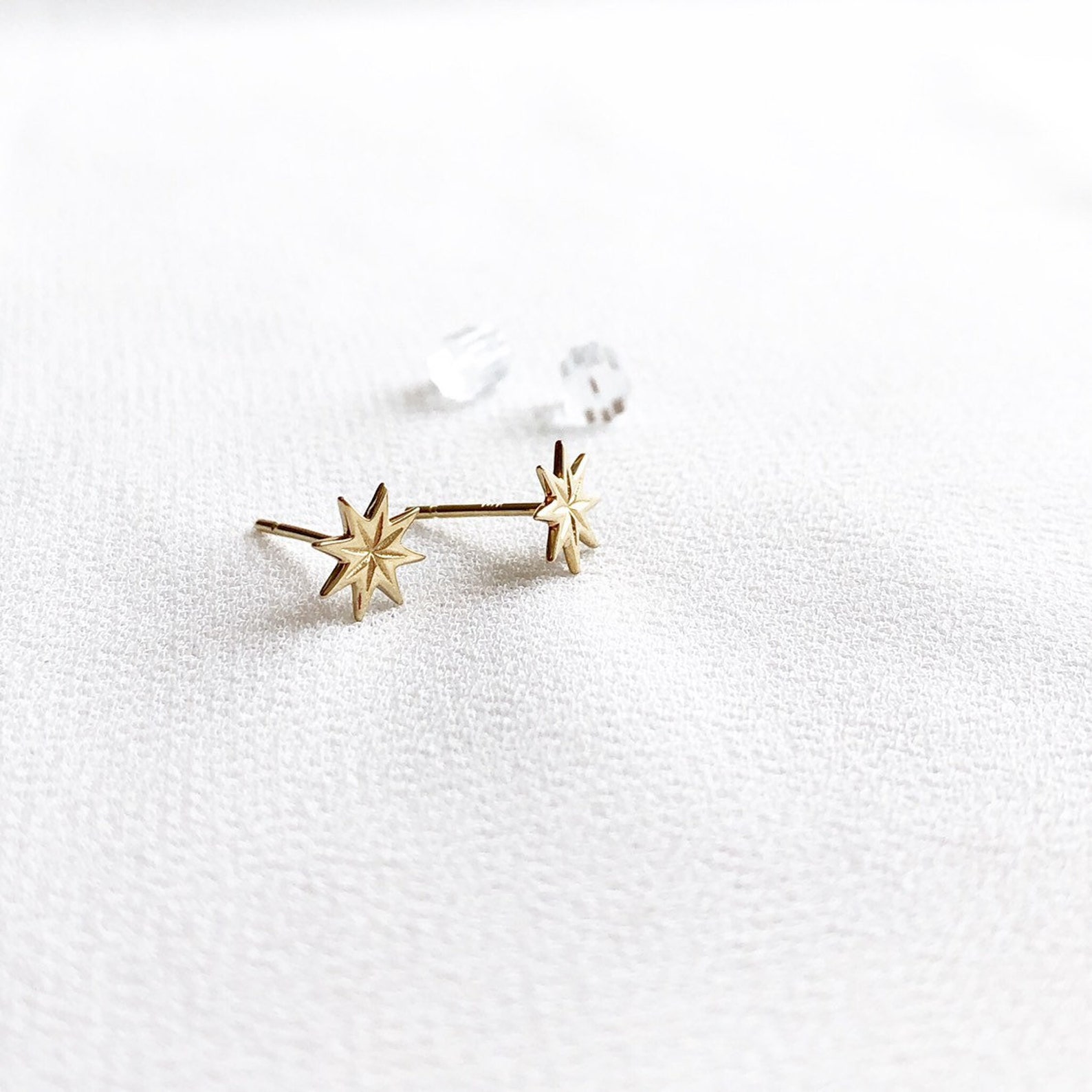 14K Solid Gold Sun Stud Earrings Sun Stud 14K Solid Gold Etsy