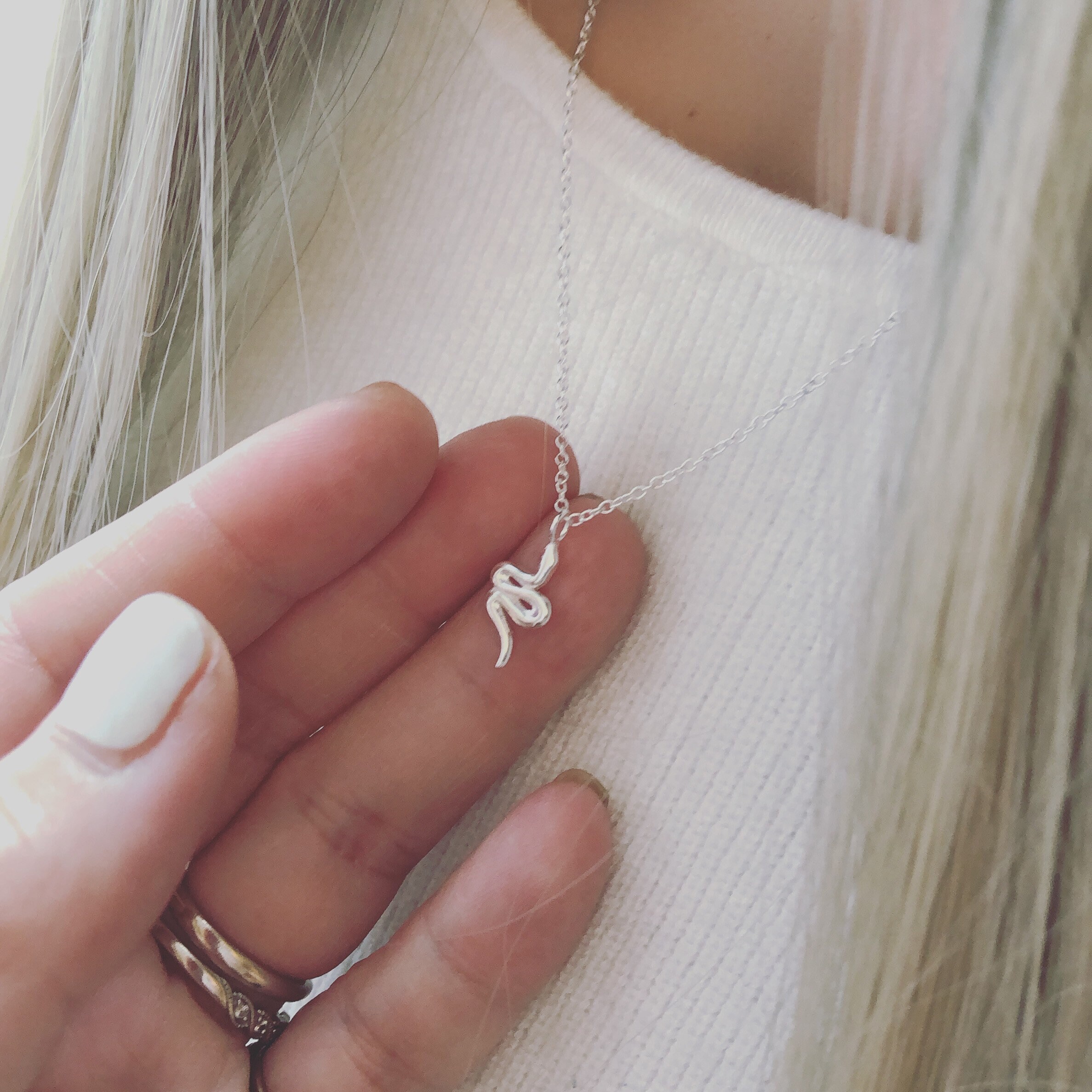 Snake Necklace Tiny Snake Necklace Dainty Snake Necklace