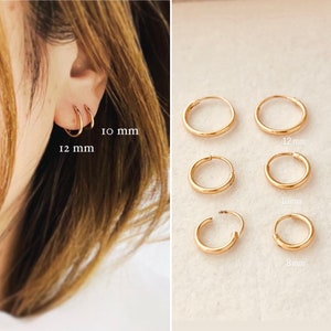 Tiny Huggie Hoop Earrings Set, Endless Hoop Earrings SET, Set of 3 Hoop Earrings 3 Sizes, Gift Set, Dainty Huggie Earrings, Gift For Her image 6