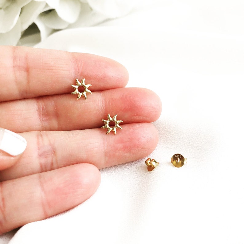 Sun Stud Earrings Sun Earrings Gold Sun Studs Silver Sun Etsy