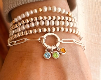 Mother’s Birthstone Bracelet, Personalized Family Birthstone Jewelry, Mom Gift from Kids, Grandma Gift, Mother’s Day Bracelet