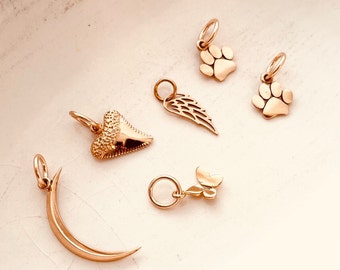 Sterling Silver & Bronze Charm: Butterfly, Paw, Moon, Shark Tooth