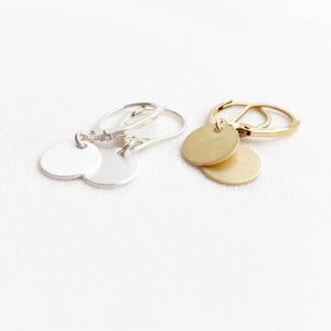 Simple Disc Leverback Earrings, Disc Dangle Earrings, Coin Earrings, Drop Earrings, Lever Back Earrings, Circle Drop Earrings