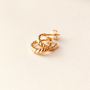 Gold Vermeil Twist Hoop Earrings: Sterling Silver Huggies