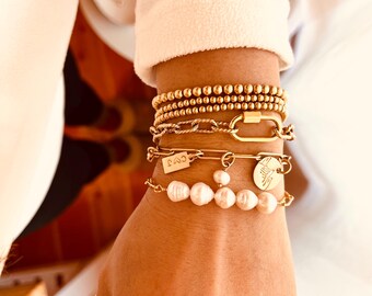 ☆SMALL FAUX-PEARL BRACELET/KIMHEKIM☆ Pearl Bracelet, 14K Gold Filled Pearl Bracelet, Sterling