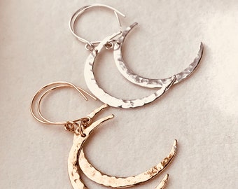 Crescent Moon Earrings, Eclipse  Earrings, Crescent Moon Jewelry, Dangle Earrings, Holiday Gift, Gift For Her