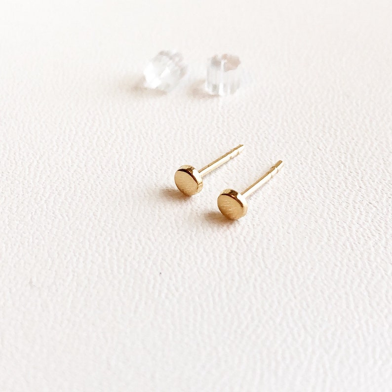14K Solid Yellow Gold 3mm Studs Earrings TINY Classic 3mm - Etsy