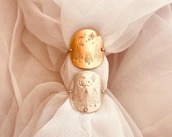 Hammered Gold Filled Statement Ring, Wide Rustic Band Ring, Nature Inspired Jewelry, Wyoming Nights Ring