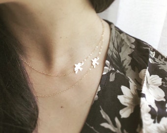 Bird Necklace, Dove Bird Necklace, Bird Choker Necklace, Sideways Bird Necklace, Minimalist Jewelry, Dainty Everyday Jewelry