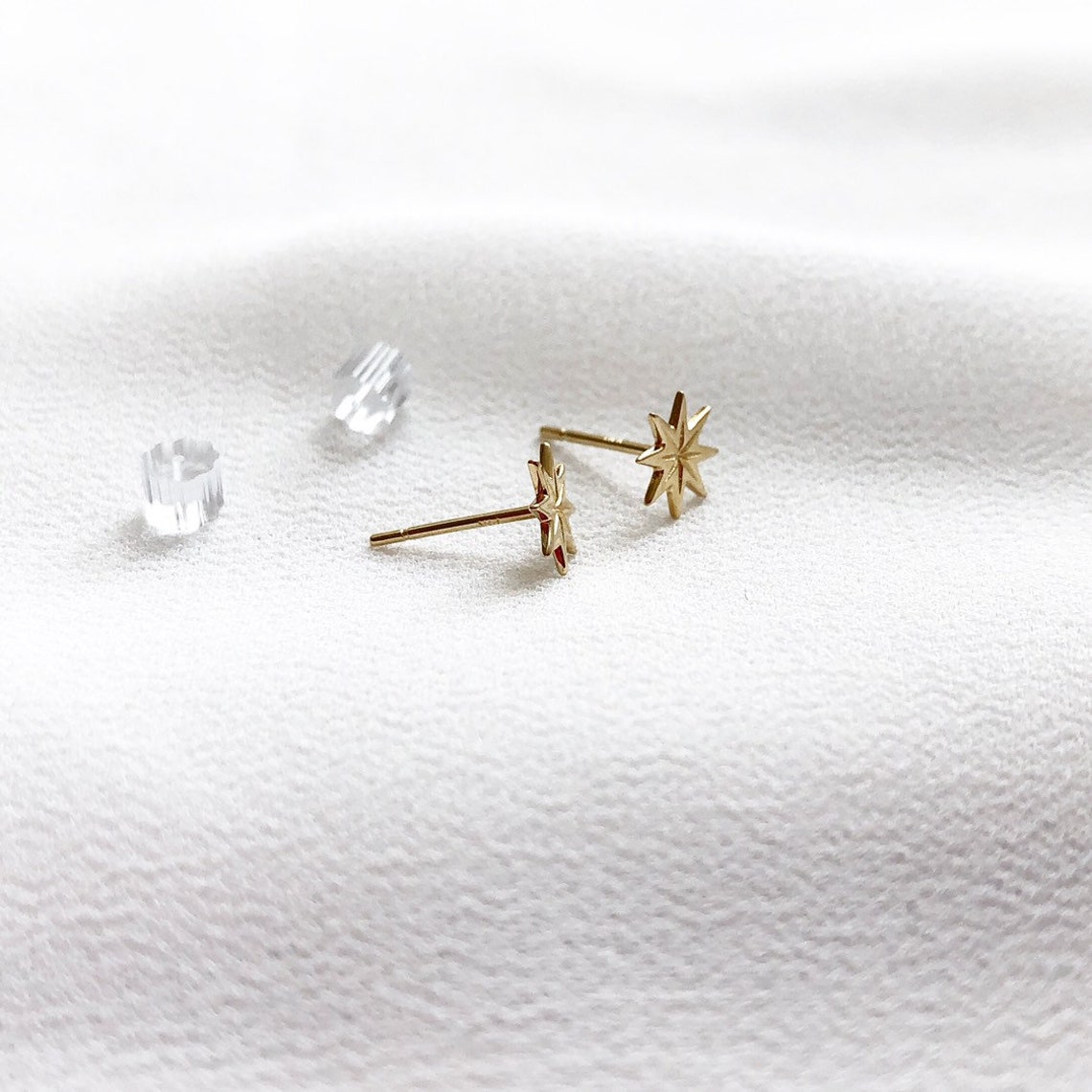 14K Solid Gold Sun Stud Earrings Sun Stud 14K Solid Gold Etsy