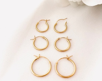 Hoop Earrings Set, Set Of 3, Huggie Hoop Earrings Set, Gold Huggie Hoop Set, Minimalist Earrings, Ready-To-Ship, Mother’s Day Gifts