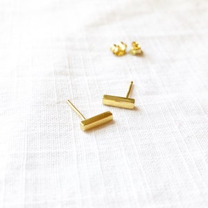Mini Bar Stud Earrings, Bar Earrings, Bar Studs, Silver and Gold, Bar Stud Earrings, Minimalist Jewelry, Line Bar Earrings, Gift For Her