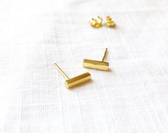 Mini Bar Stud Earrings, Bar Earrings, Bar Studs, Silver and Gold, Bar Stud Earrings, Minimalist Jewelry, Line Bar Earrings, Gift For Her