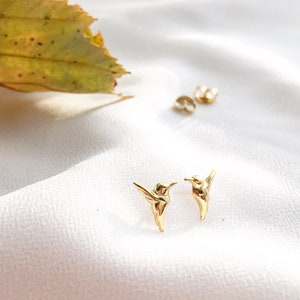 Hummingbird Earrings, Tiny Hummingbird Stud Earrings, Dainty Hummingbird Jewelry, Bird Lover Gift, Birthday Gift,Gift For Her, Ready-To-Ship image 5