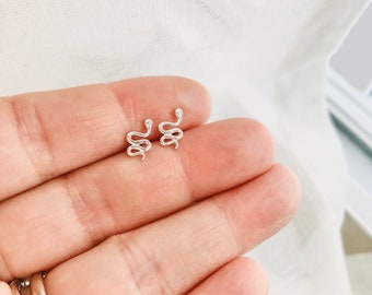 Sterling Silver Mini Snake Stud Earrings: Snake Lover Gift