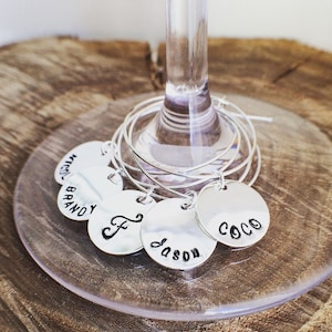 Personalized Wine Glass Charm, Hand Stamped Custom Wine Glass Charm, Holiday or Hostess Gift, Wedding Party, Wine Tasting, Book Club image 5