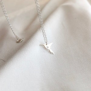 Sterling Silver Hummingbird Necklace, Dainty Bird Necklace, Hummingbird ...