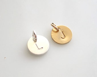 Add Extra TINY Initial 6mm disk to any Necklace and Bracelet - 14K Solid Yellow Gold, 14K Gold Filled OR 925 Sterling Silver