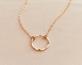 14k Gold Filled Circle Necklace – Minimalist Waterproof Everyday Jewelry