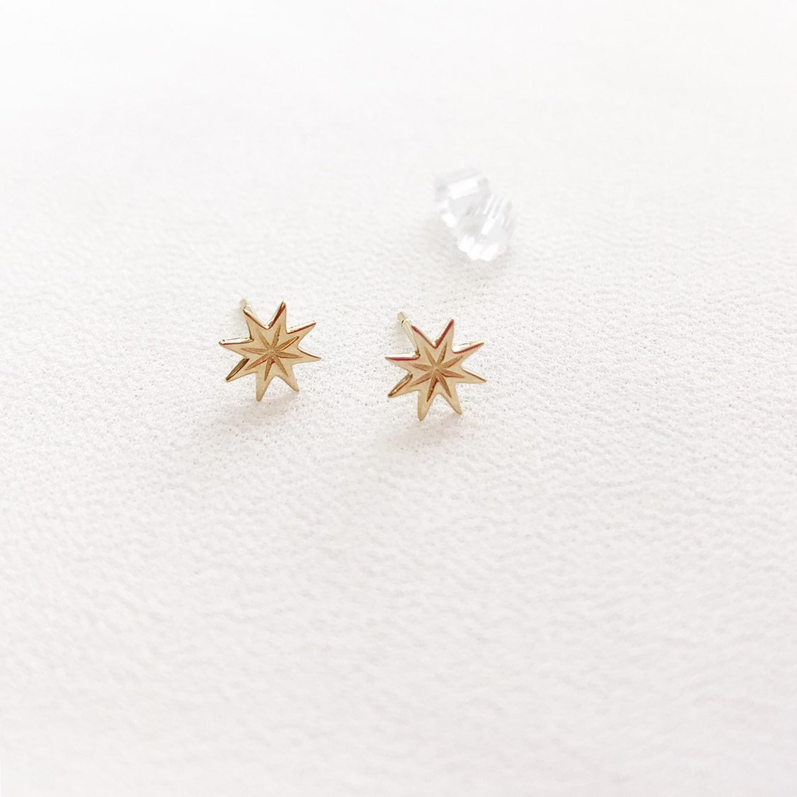 14K Solid Gold Sun Stud Earrings Sun Stud 14K Solid Gold Etsy
