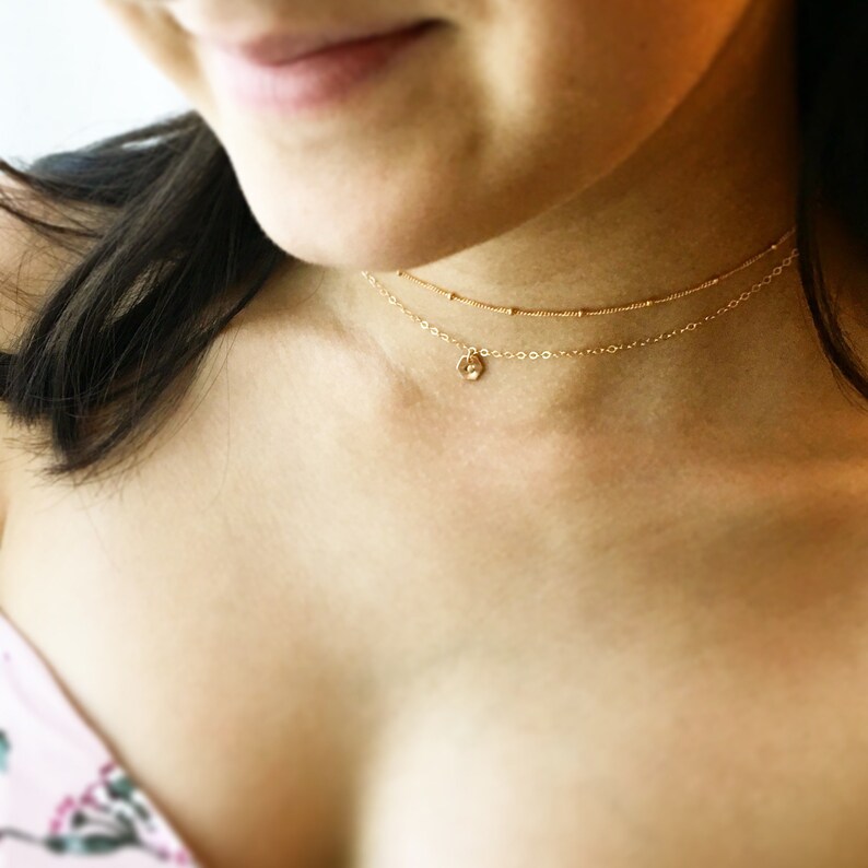 Satellite Chain Choker Simple Layering Necklace Satellite Necklace Beaded Choker Ultra Dainty Satellite Necklace Dainty Satellite Chain