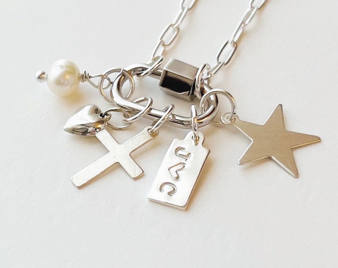 Custom Charm Necklace, Sterling Silver, Design Your Own Necklace