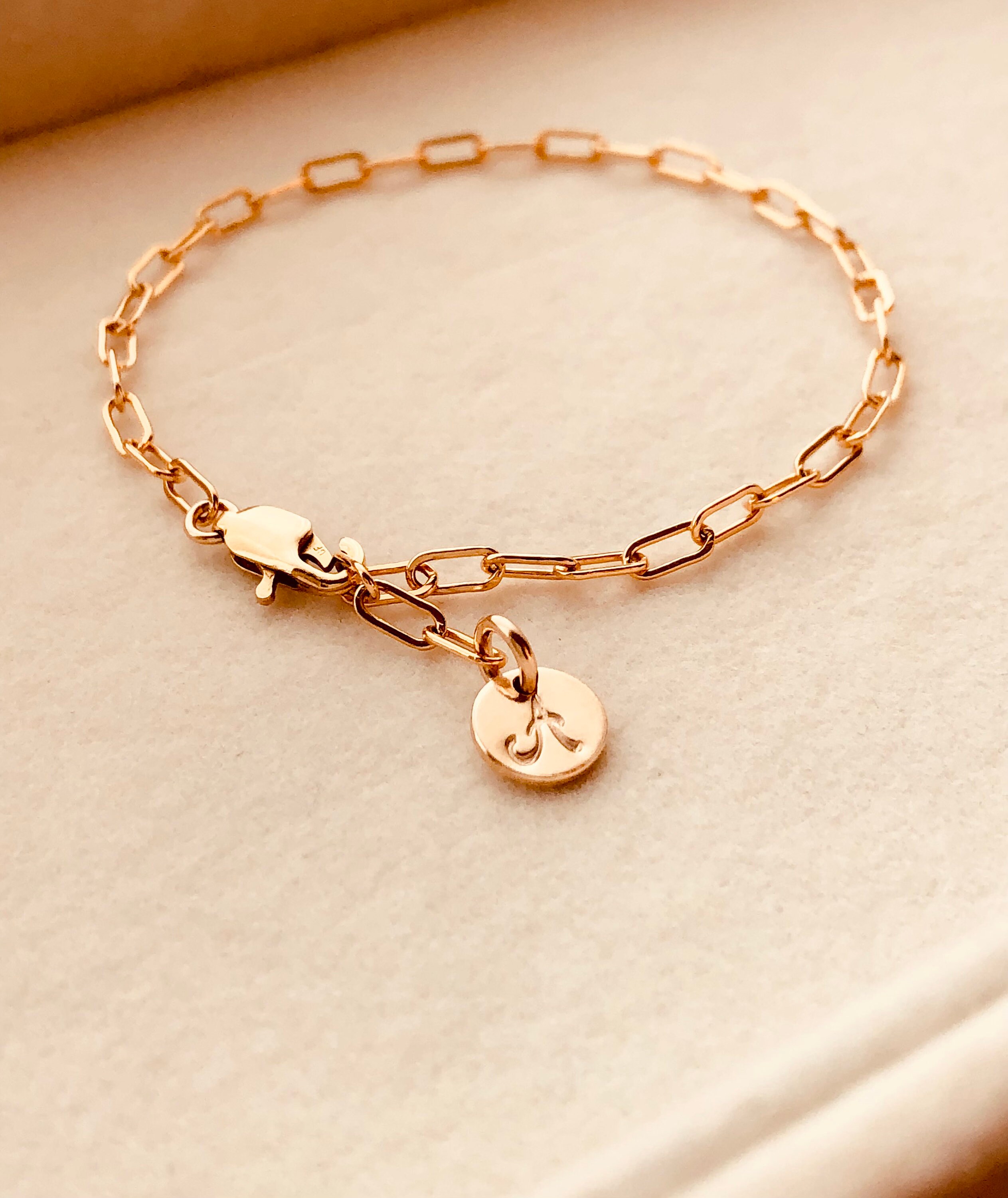 Initial Charm Bracelet Paperclip Chain Bracelet Everyday Etsy