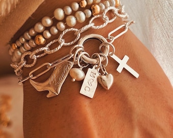 Build Your Own Charm Bracelet, Sterling Silver Paperclip Chain, Personalized Initial Charm Bracelet, Layering Jewelry