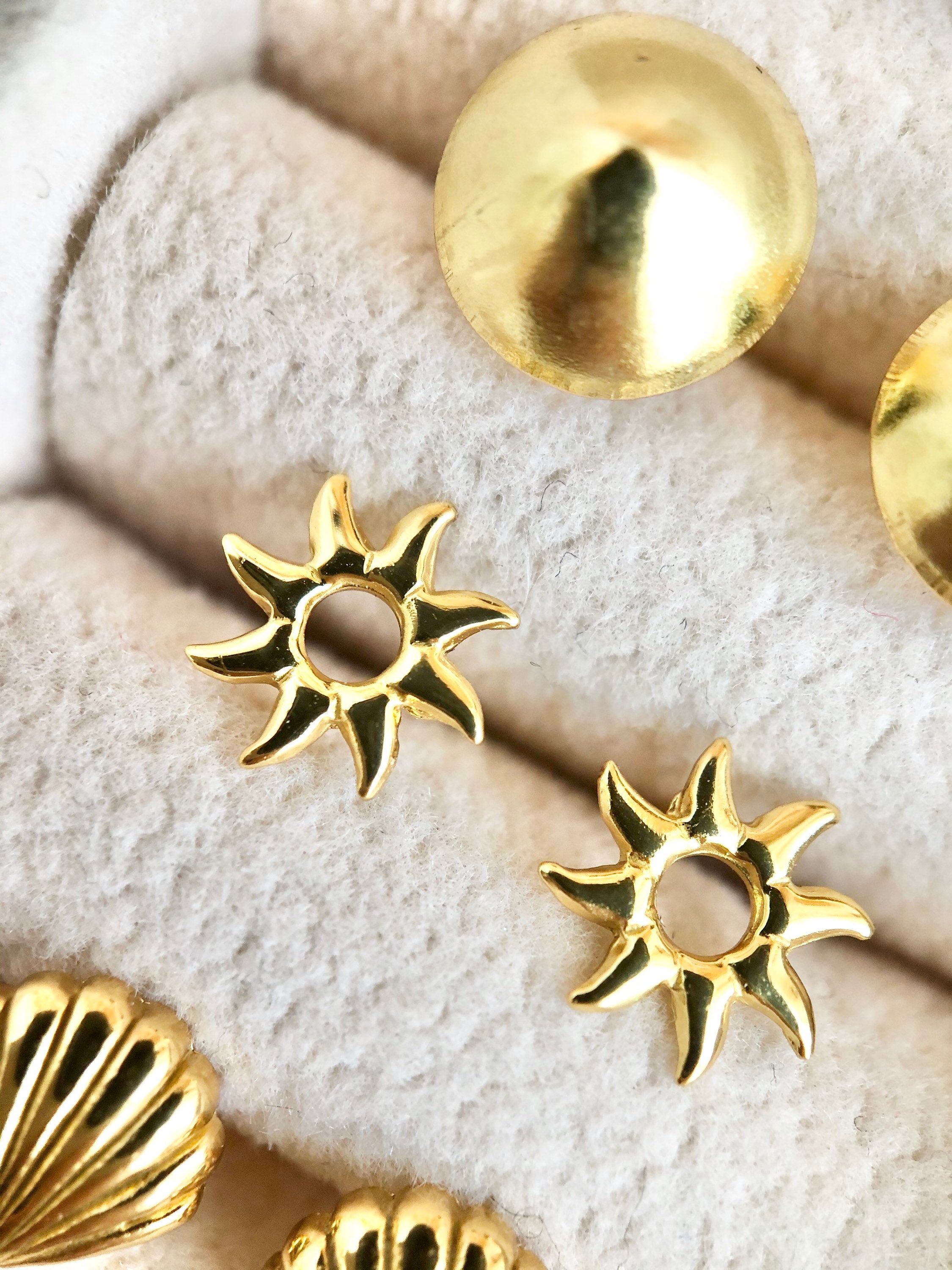 Sun Stud Earrings Sun Earrings Gold Sun Studs Celestial Etsy