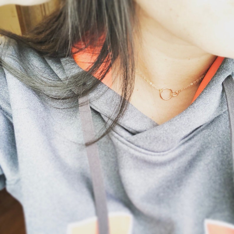 Circle Link Necklace Double Circle Necklace Infinity Etsy