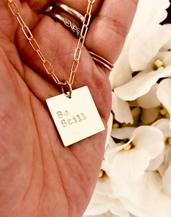 Square Plate Necklace Personalized Gift for Mom Initial Necklace