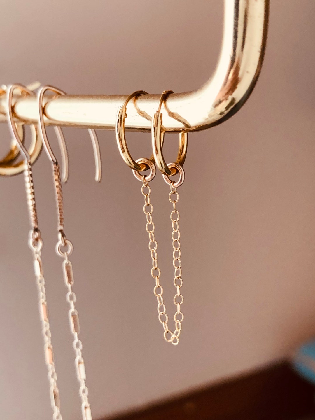 Double Cuff Chain Earring Handcuff Earring Handcuff Hoop Etsy