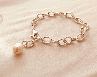 Sterling Silver Essential Pearl Chain Bracelet, Mother's Day Gift
