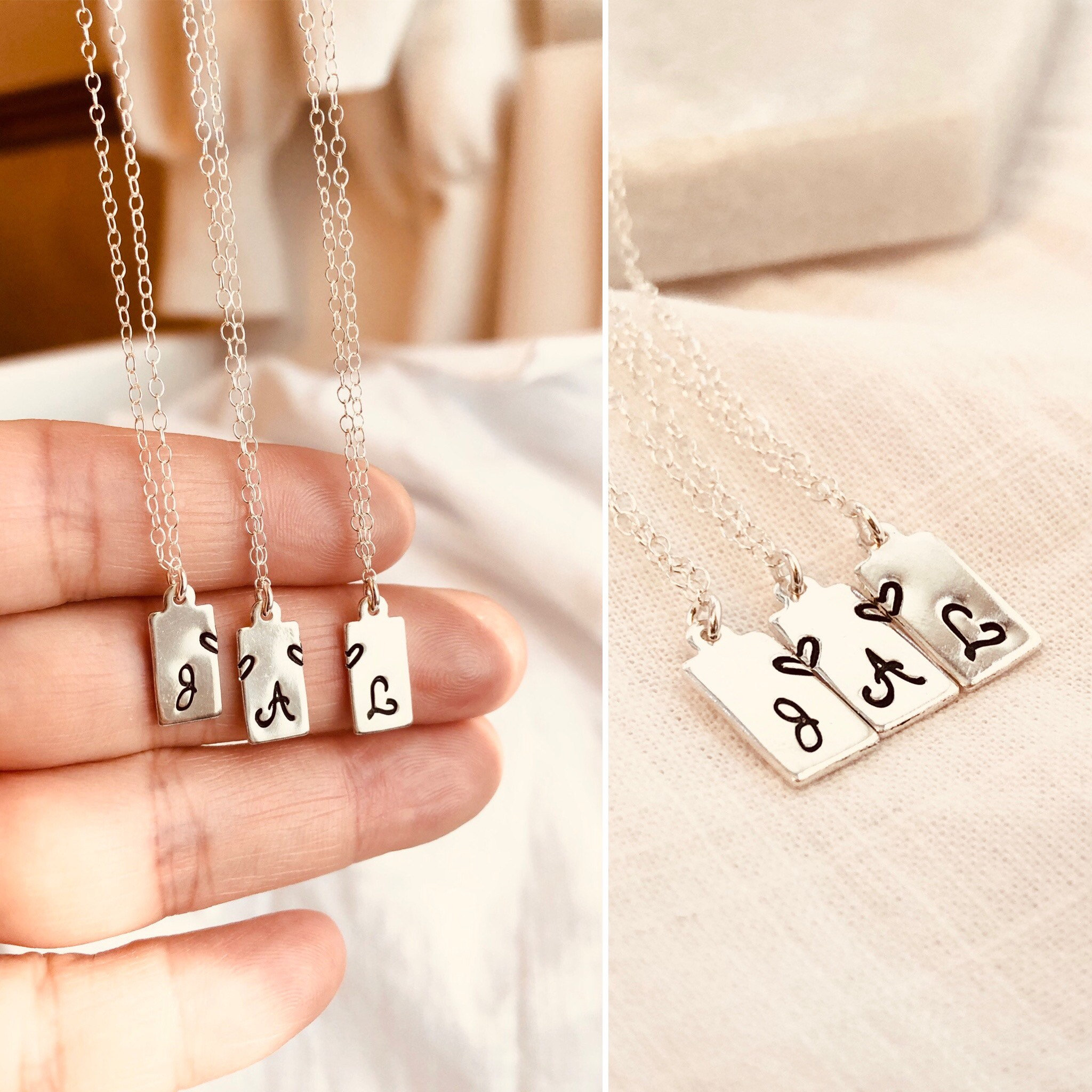 Personalized Tag Necklace Set Custom Initial Necklaces Best Etsy.de