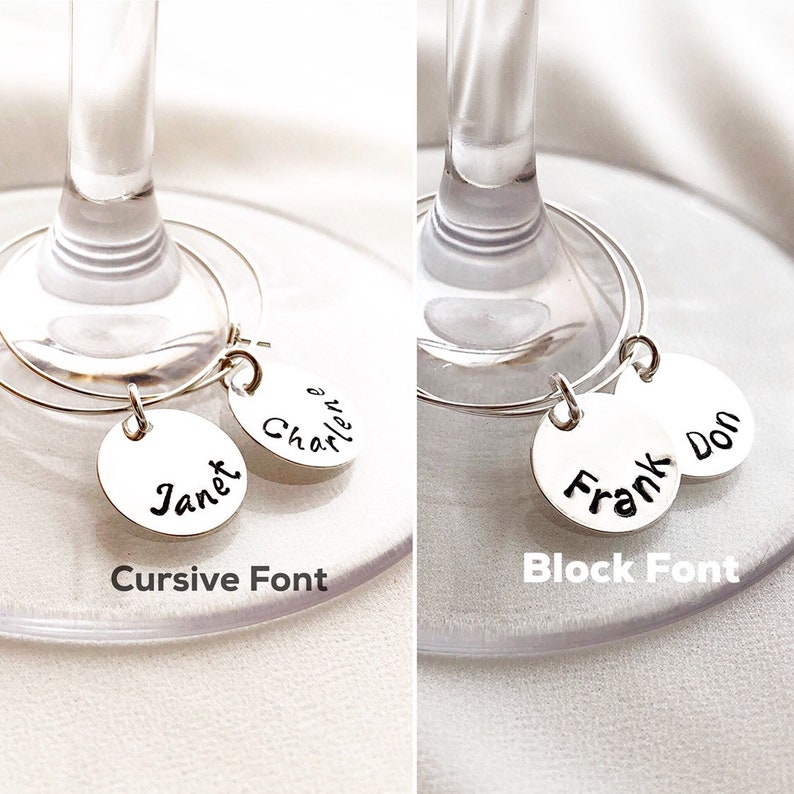 Personalized Wine Glass Charm, Hand Stamped Custom Wine Glass Charm, Holiday or Hostess Gift, Wedding Party, Wine Tasting, Book Club image 7