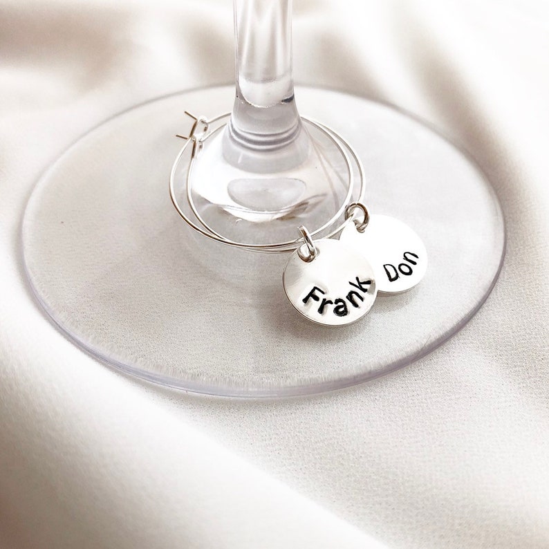 Personalized Wine Glass Charm, Hand Stamped Custom Wine Glass Charmerfect for a Holiday or Hostess gift, Book Club, Wine Tasting image 5