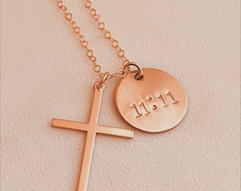 Personalized Cross Necklace with Initial Disc, Dainty Faith Layering Necklace, Gift for Mom or Wife, Mothers Day Gift Ideas