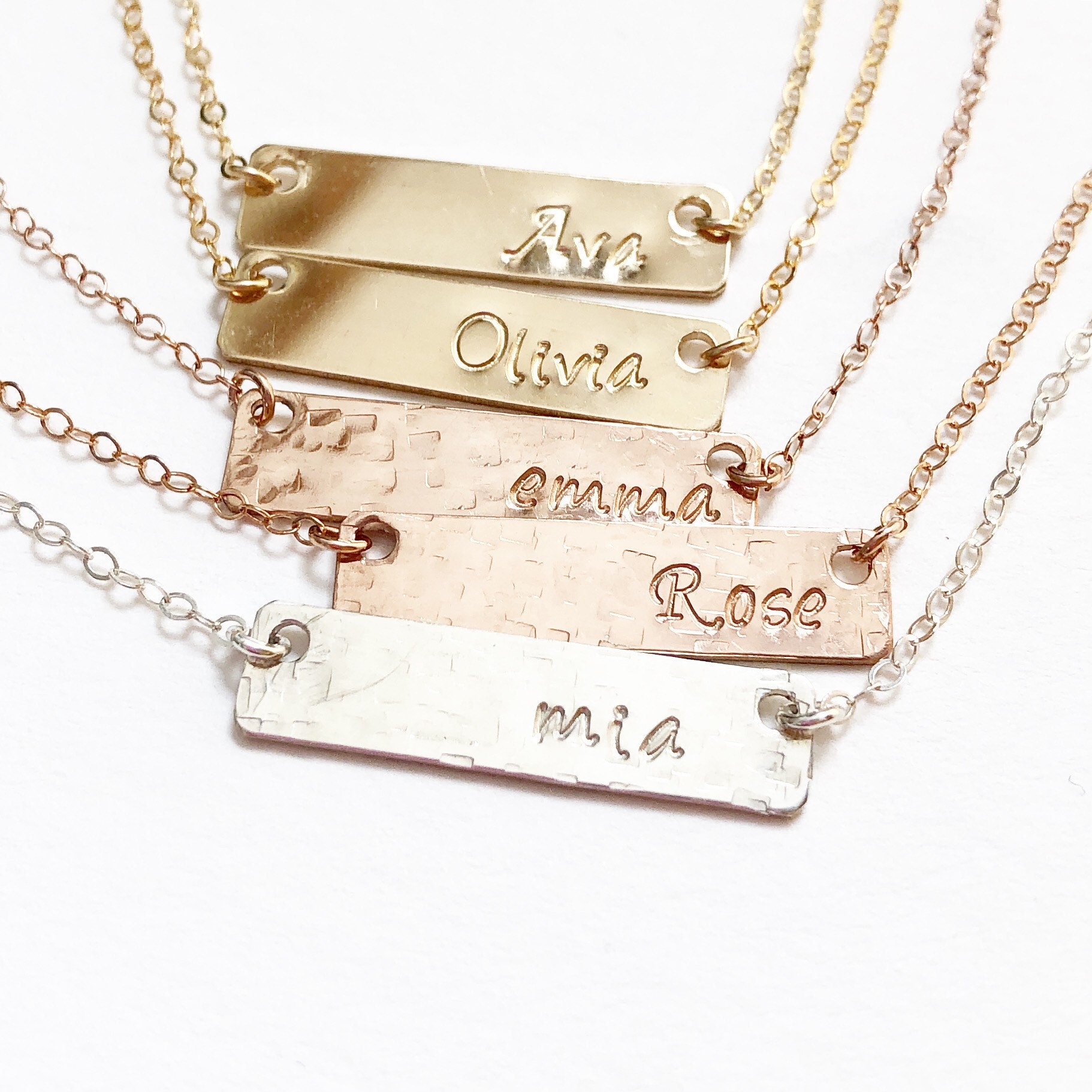 Bar Necklace Personalized Bar Necklace Bar Necklace Custom Etsy