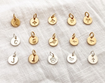 Mini Custom Charm - 7mm Disc, Add Extra Disc to any Necklace and Bracelet, Initial Disc, Add Ons, Add Extra Disc Charm, Personalized Disc