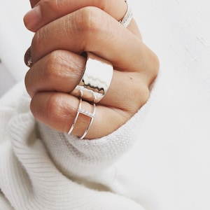 Hammered Silver Band, Band Ring, Wide Band Ring, Silver Wide Band Ring, Statement Ring, Hammered Band Ring, Holiday Gift, Gift For Her image 1