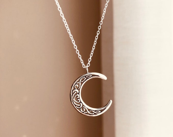 Women Crescent Moon 925 Sterling Silver Necklace main image 1