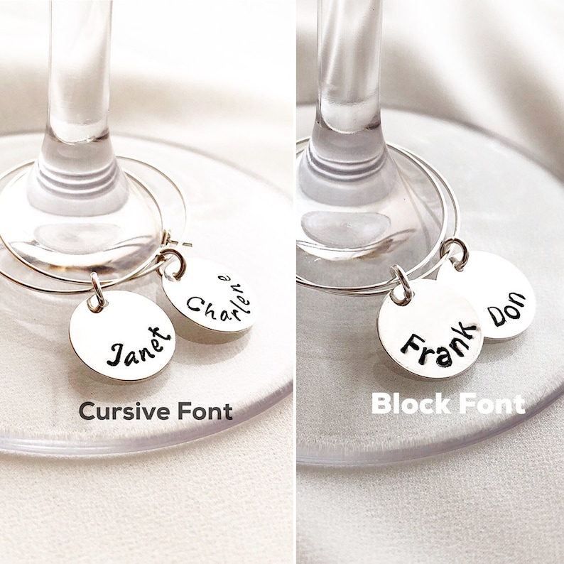 Personalized Wine Glass Charm, Hand Stamped Custom Wine Glass Charmerfect for a Holiday or Hostess gift, Book Club, Wine Tasting Bild 7