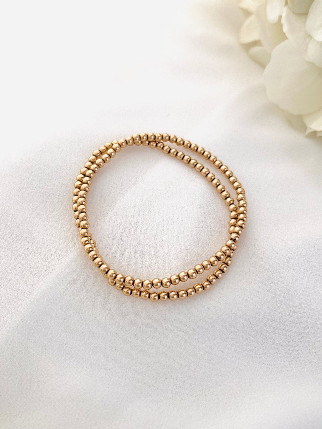 Gold Bead Bracelet Stretch Bead Bracelet 3mm Bead Bracelet - Etsy