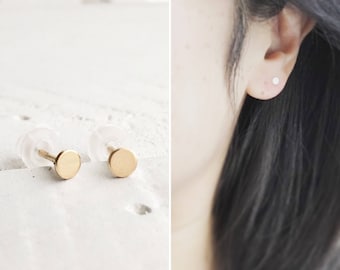 14K Gold Studs Earrings, Classic Circle Studs, Sterling Silver Studs Earrings, Gold Circle Studs, Circular Stud Earrings, Gold Dot Studs